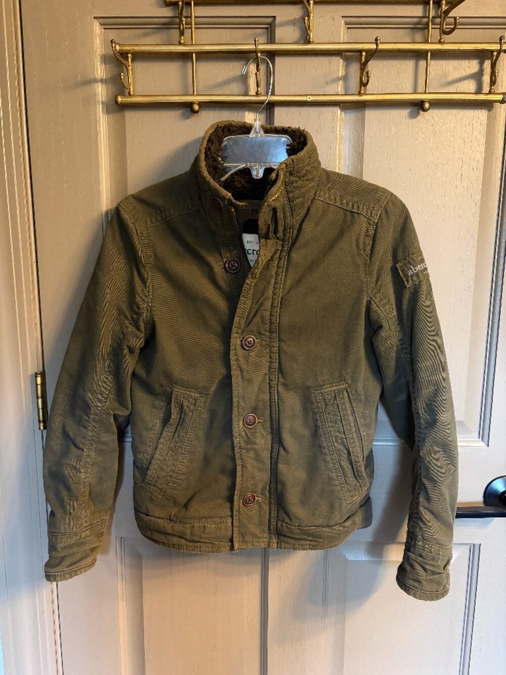 Abercrombie and Fitch Sherpa Lined Army Green Adirondack Jacket